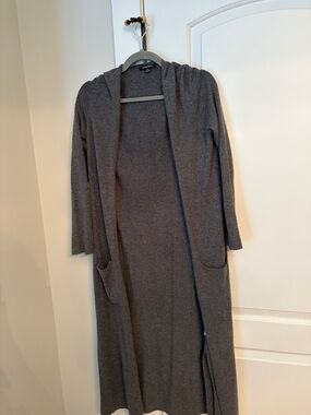 Acrobat Long Open Cardigan in Charcoal